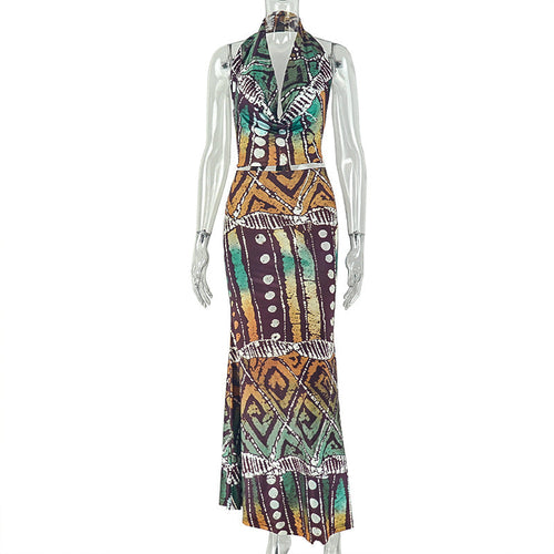 Swing Collar Color Matching Skirt Set