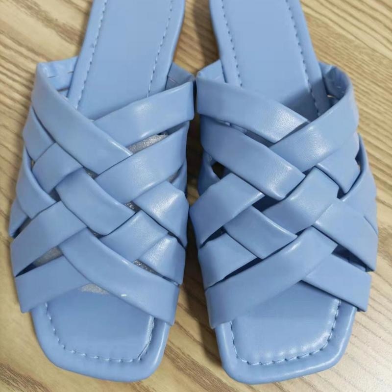 Leather Flats Blue/Pink/Beige