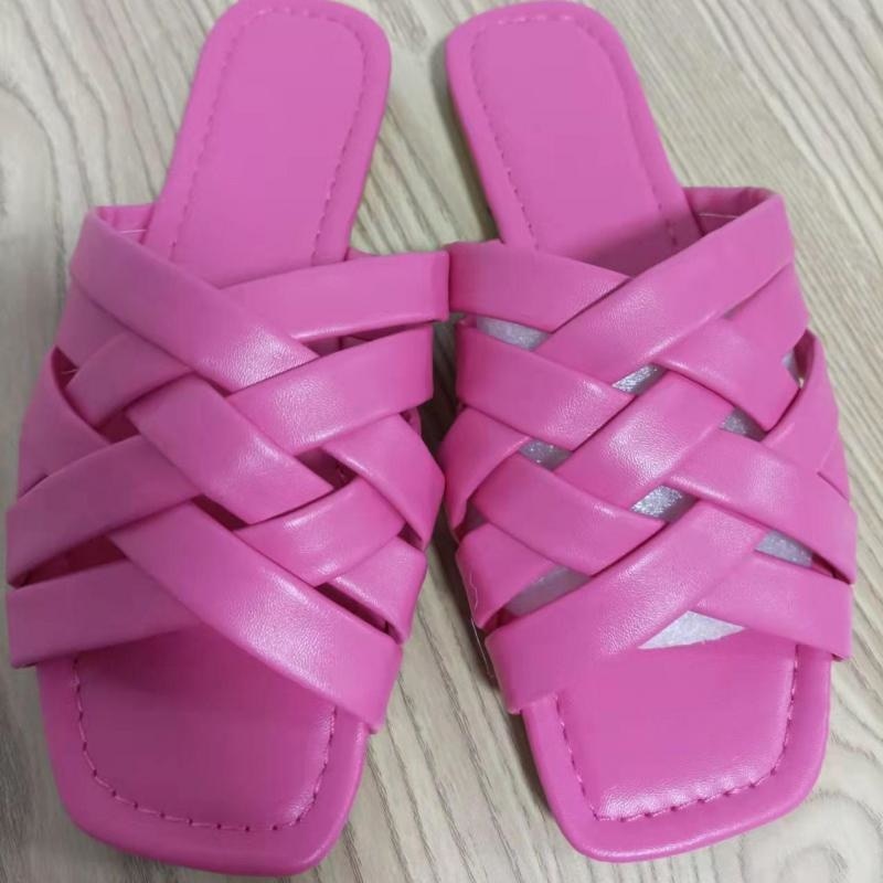 Leather Flats Blue/Pink/Beige