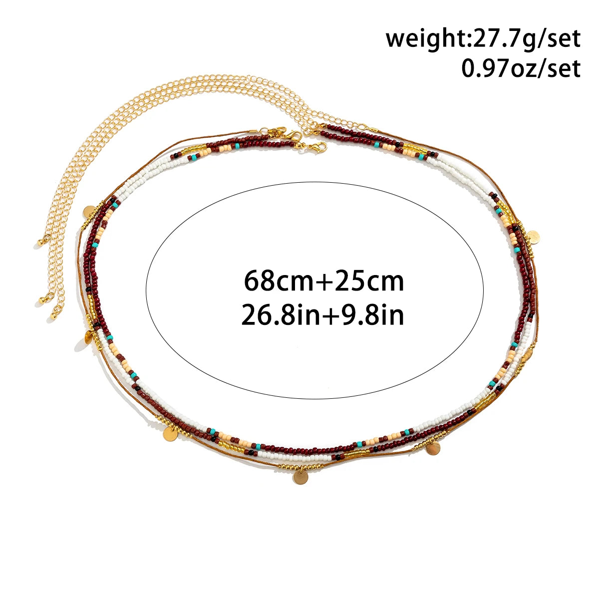 Salircon Bohemian Colored Seed Beads Beaded Waist Chain Vintage