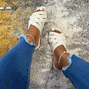 Leather Flats Blue/Pink/Beige