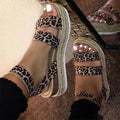 Leopard Retro Hemp Flat Platform  Wedges